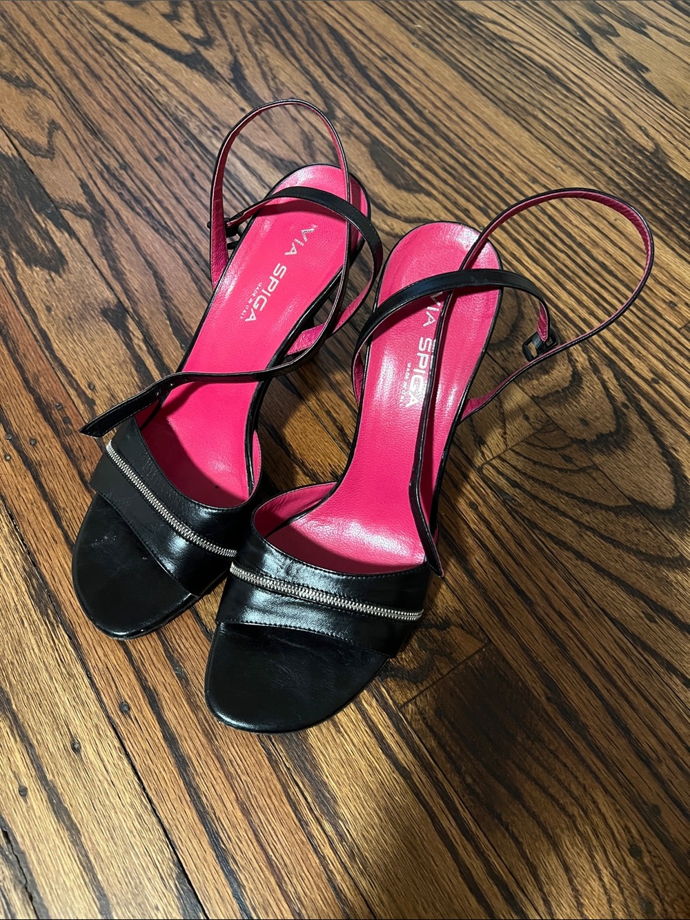Via Spiga Black Slingback Heels with Pink Insole